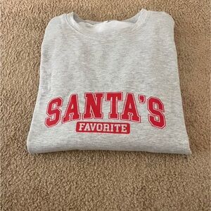 Holiday Gray Sweatshirt with Red 'Santa's Favorite' Print